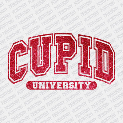 Cupid University Faux Glitter DTF Transfer with sleeve - Print Pony™