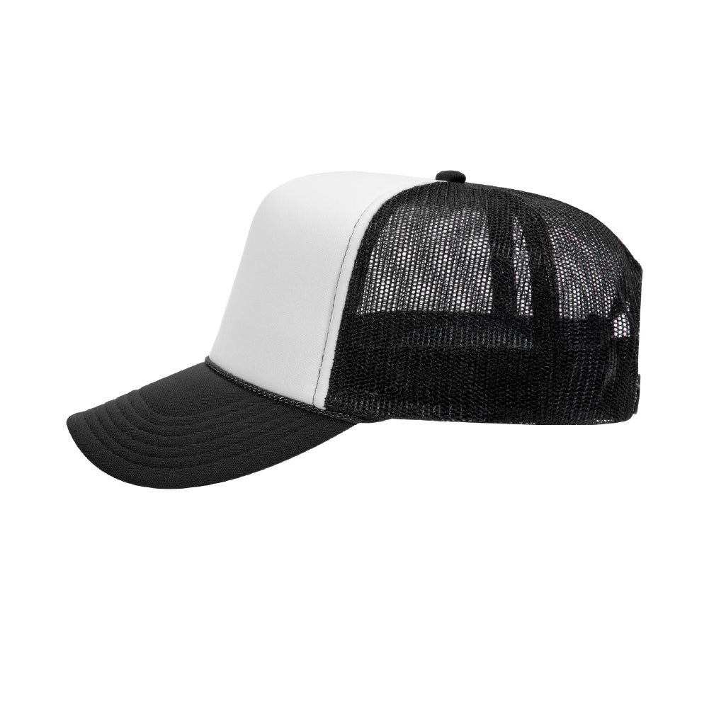 Custom Printed Foam OTTO Trucker Cap - Black/white - PrintPony