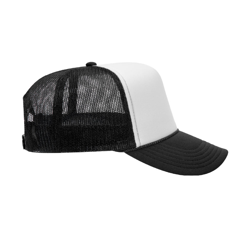 Custom Printed Foam OTTO Trucker Cap - Black/white - PrintPony