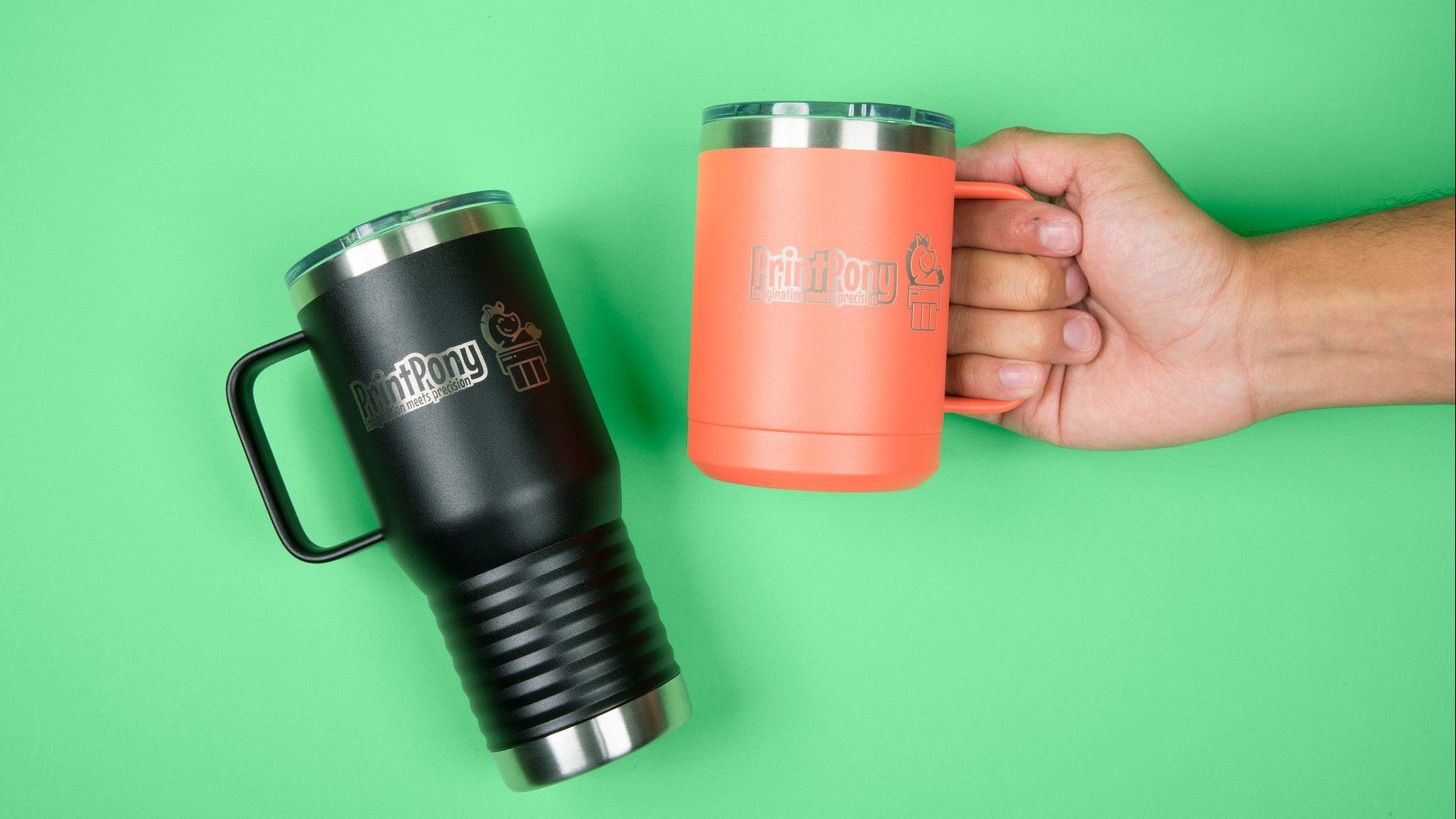 Custom engraved tumblers by PrintPony.