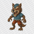 Cute Faux Embroidered Werewolf DTF Transfer - PrintPony