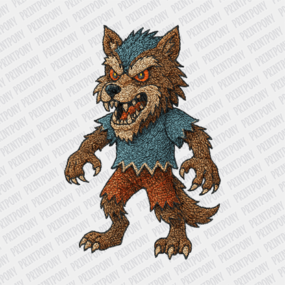 Cute Faux Embroidered Werewolf DTF Transfer - PrintPony™
