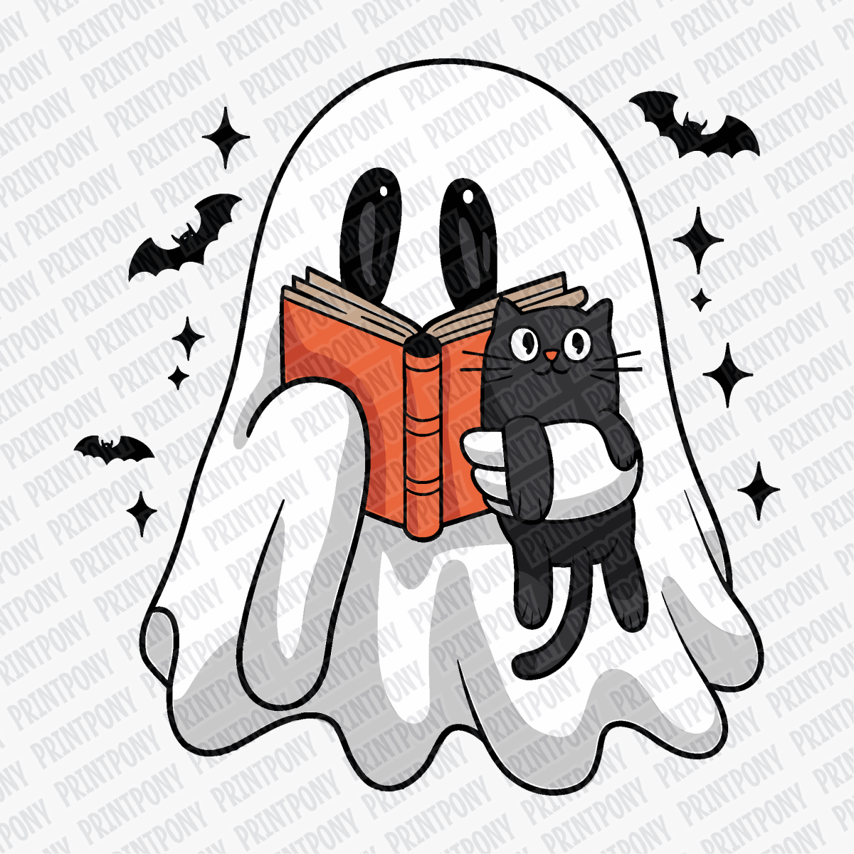 Cute Ghost and Kitty DTF Transfer - PrintPony™