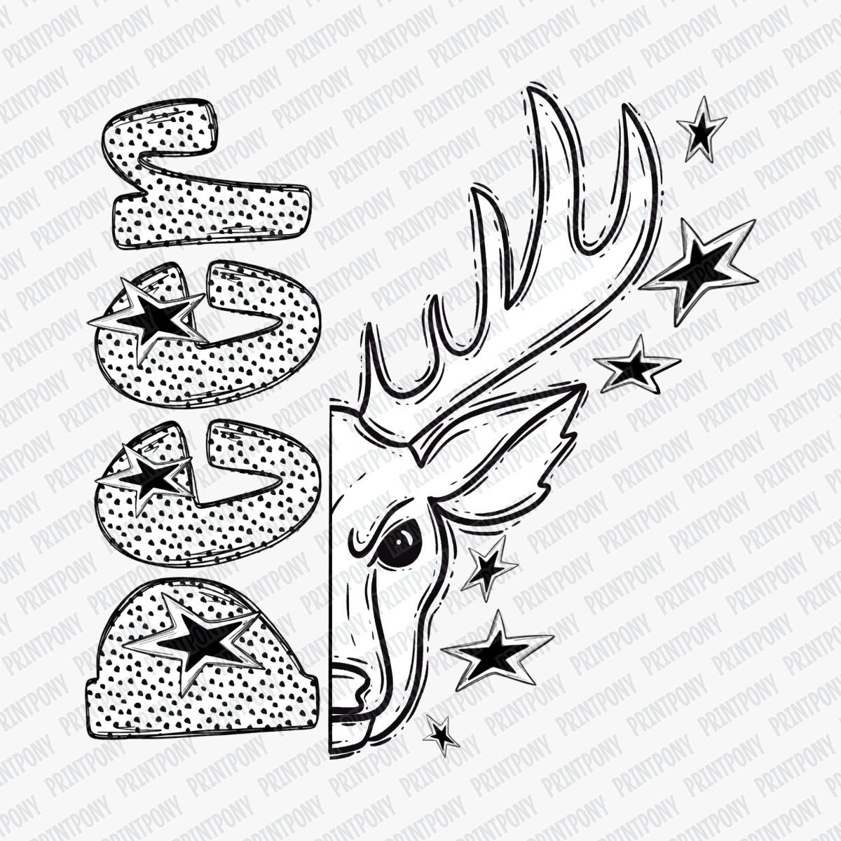Deer Mascot Dotted Design DTF Transfer - PrintPony™
