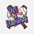 Dirt & Diamonds Glitter Baseball DTF Transfer - PrintPony