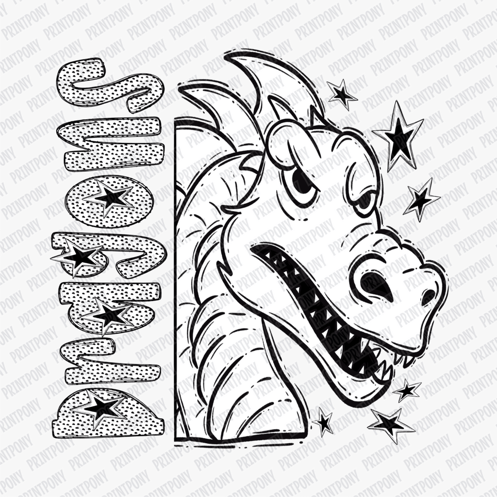Dragons Mascot Dotted Design DTF Transfer - PrintPony