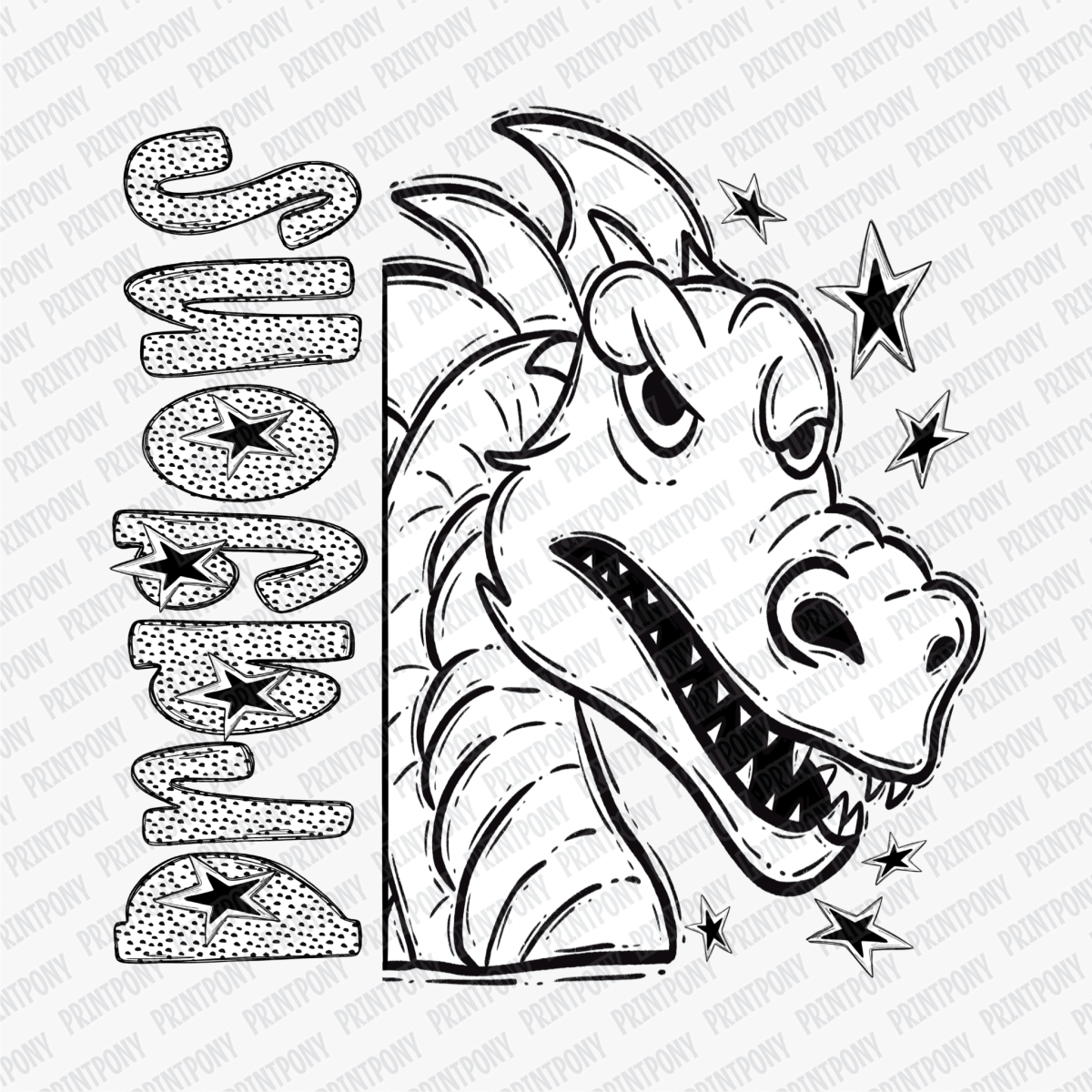 Dragons Mascot Dotted Design DTF Transfer - PrintPony