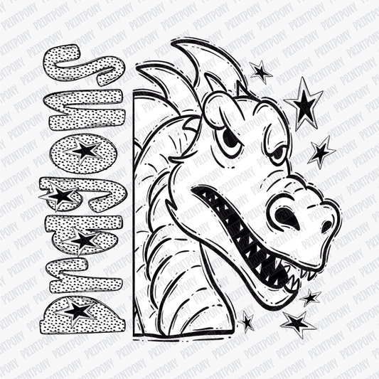 Dragons Mascot Dotted Design DTF Transfer - PrintPony™