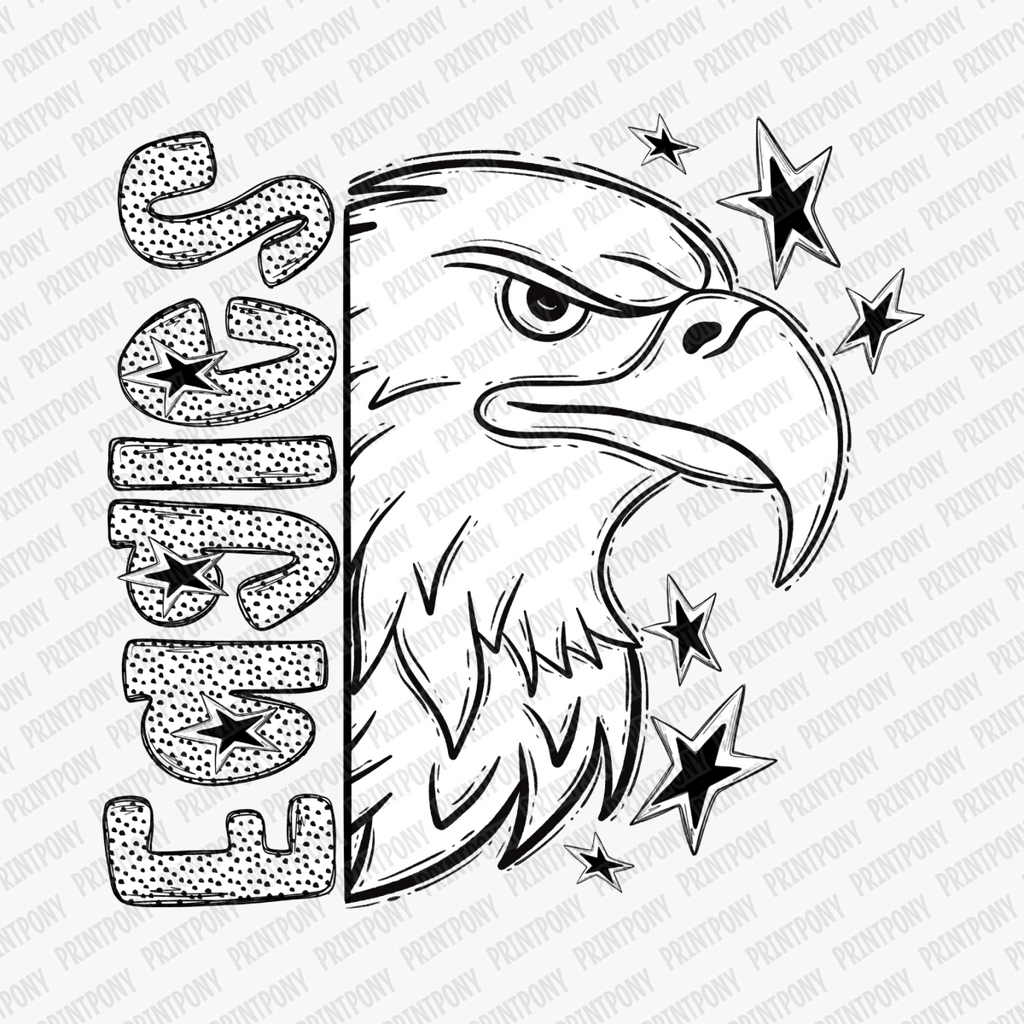 Eagles Mascot Dotted Design DTF Transfer - PrintPony