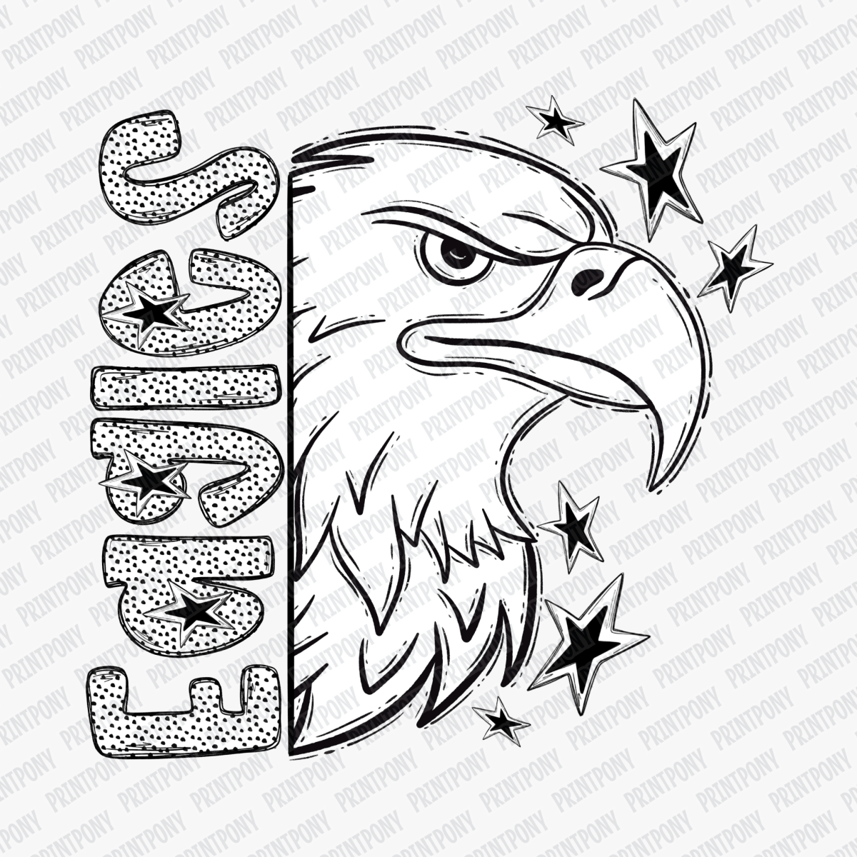 Eagles Mascot Dotted Design DTF Transfer - PrintPony