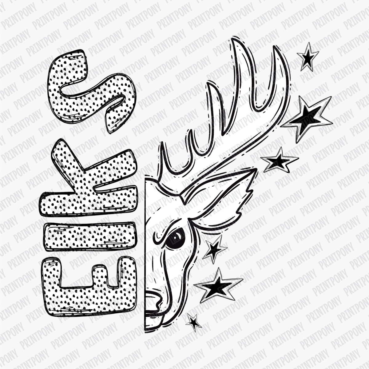 Elks Mascot Dotted Design DTF Transfer - PrintPony