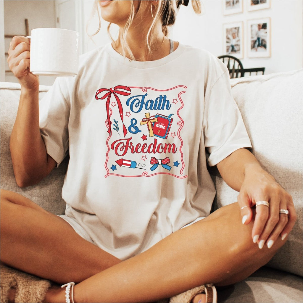 Faith and Freedom Coquette Patriotic DTF transfer - PrintPony