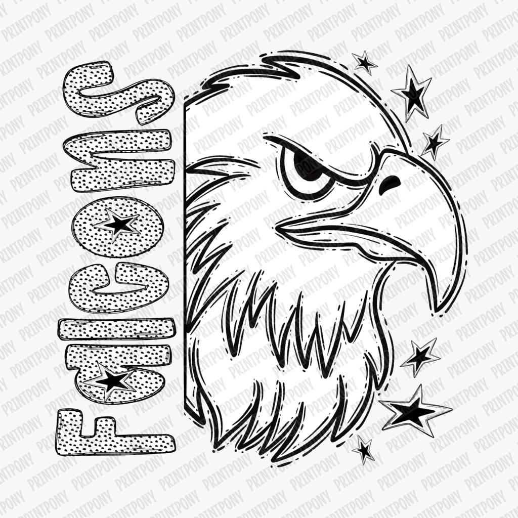 Falcons Mascot Dotted Design DTF Transfer - PrintPony