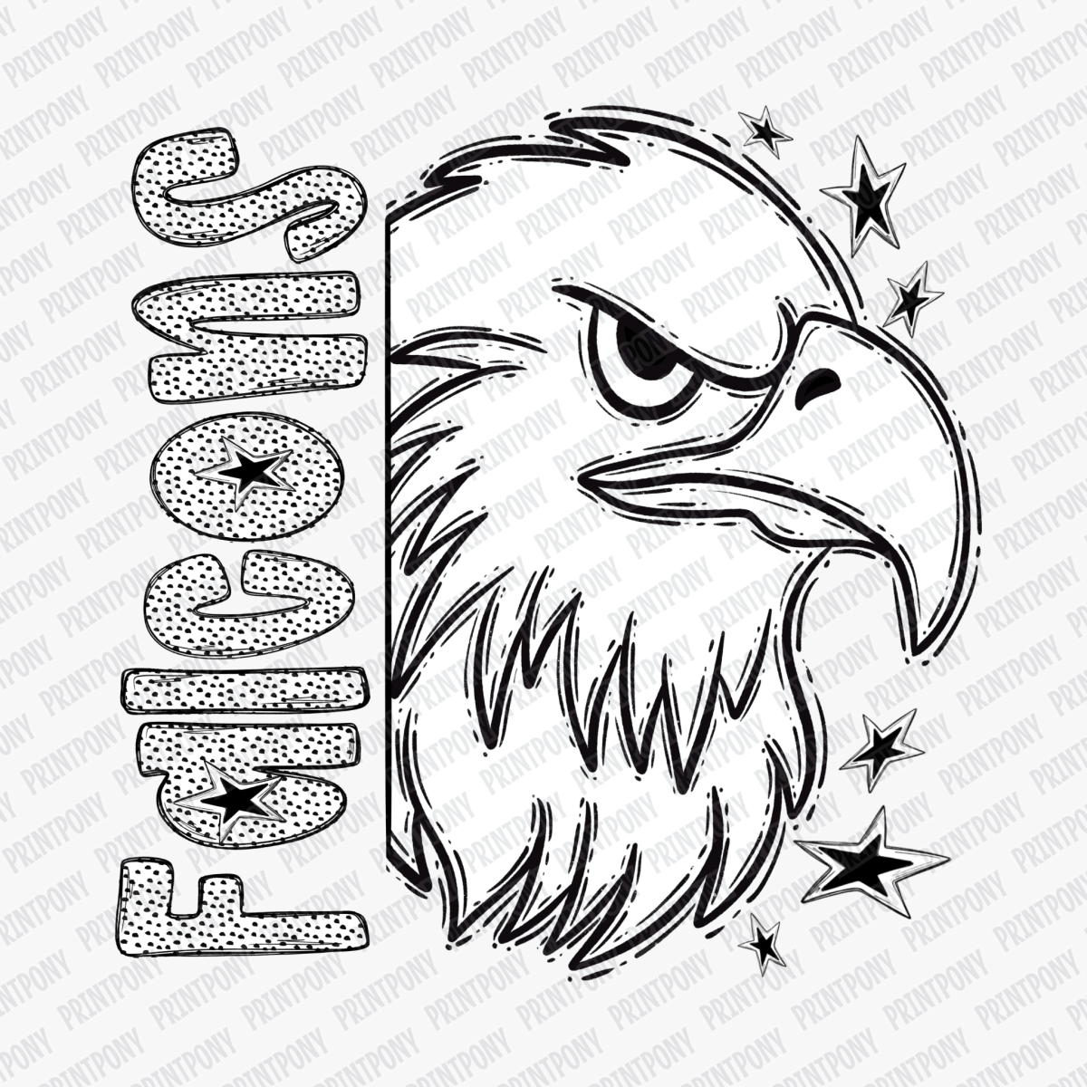 Falcons Mascot Dotted Design DTF Transfer - PrintPony™
