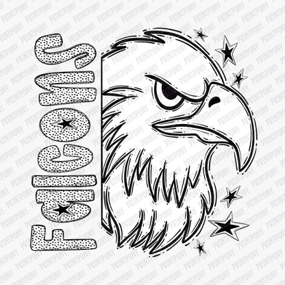Falcons Mascot Dotted Design DTF Transfer - PrintPony™
