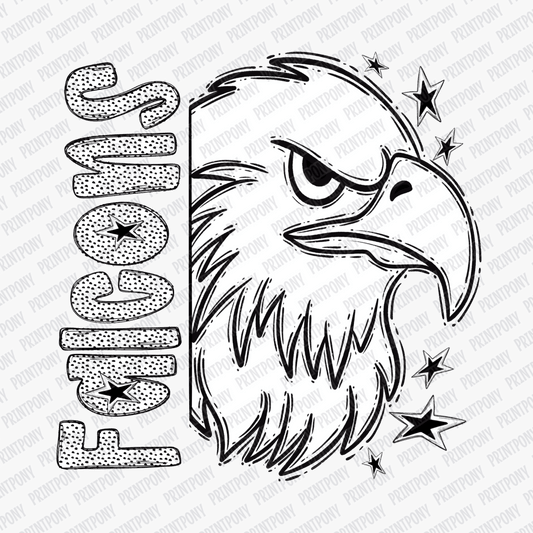 Falcons Mascot Dotted Design DTF Transfer - PrintPony™
