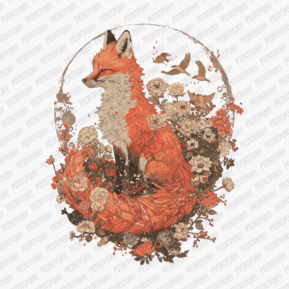 Fall Boho Floral Fox with Moon - DTF Transfer - PrintPony™