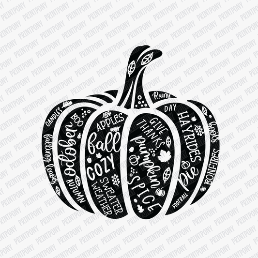 Fall Coquette Pumpkin (Black) - DTF Transfer - PrintPony™