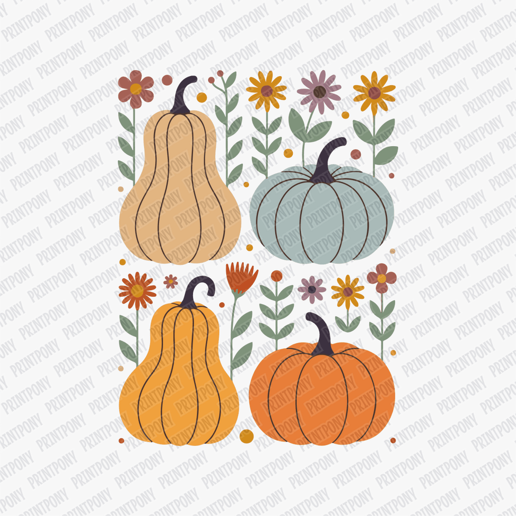 Fall Floral Gourd and Pumpkin Design - DTF Transfer - PrintPony™