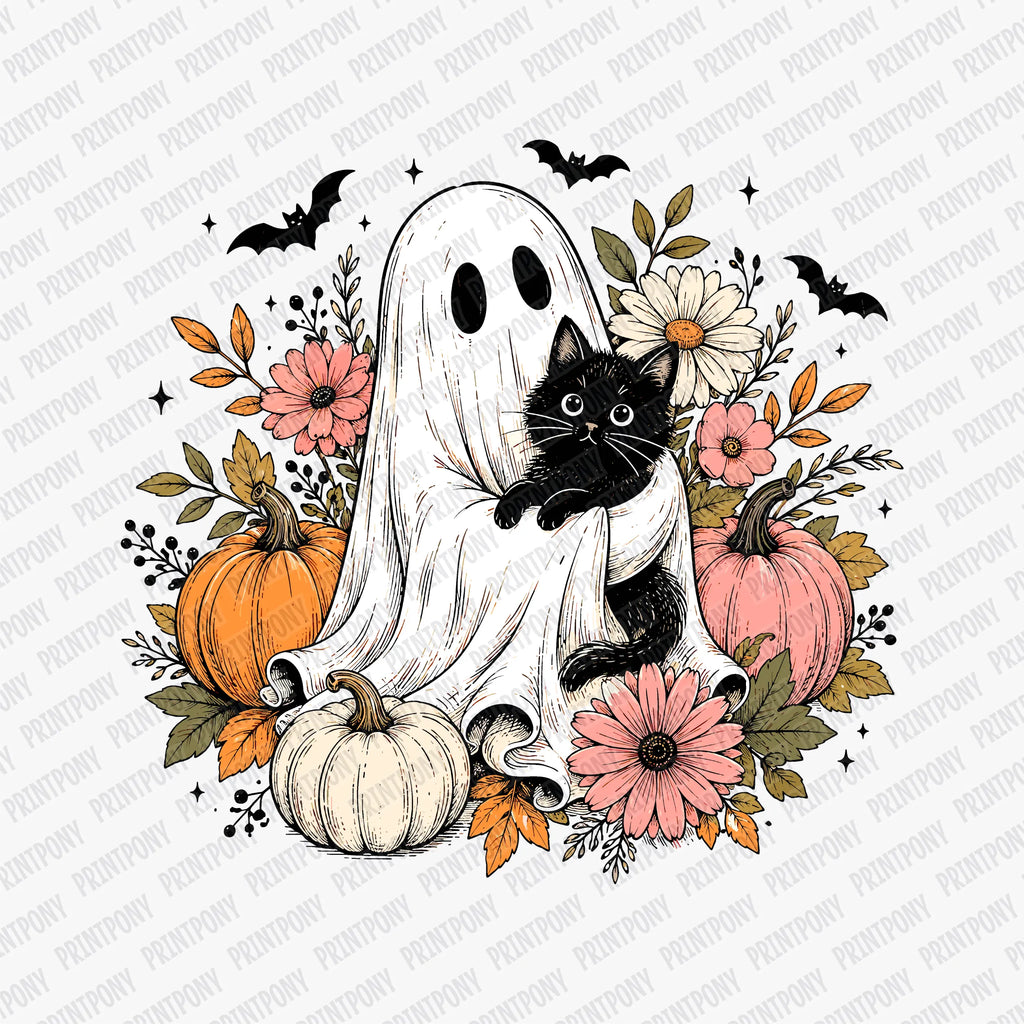 Fall Ghost and Cat - DTF Transfer