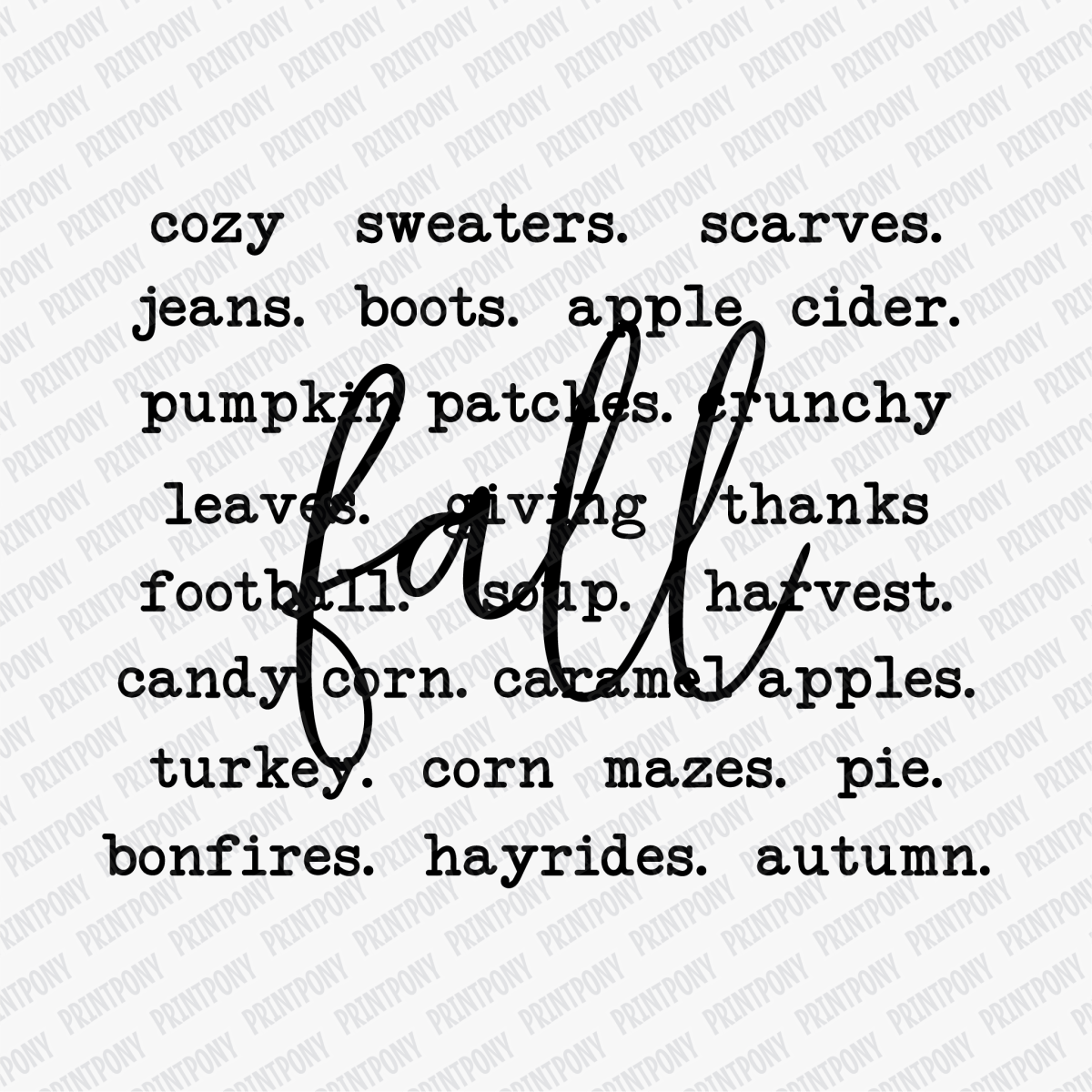 Fall Text (Black) - DTF Transfer - PrintPony™