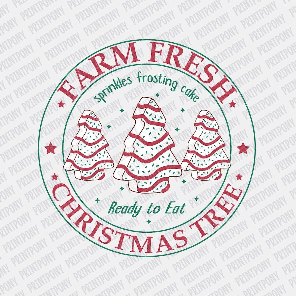 Farm Fresh Christmas Tree Cakes DTF transfer - Print Pony‚Ñ¢