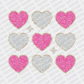 Faux Chenille Pink and White Hearts DTF Transfer - Print Pony‚Ñ¢