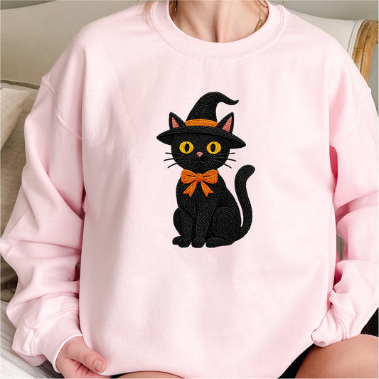 Faux Embroidered Cat Halloween DTF Transfer