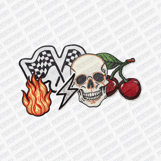 Faux Embroidered Edgy Cluster DTF Transfer - PrintPony™