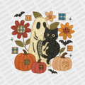 Faux Embroidered Ghost and Cat Halloween DTF Transfer - PrintPony