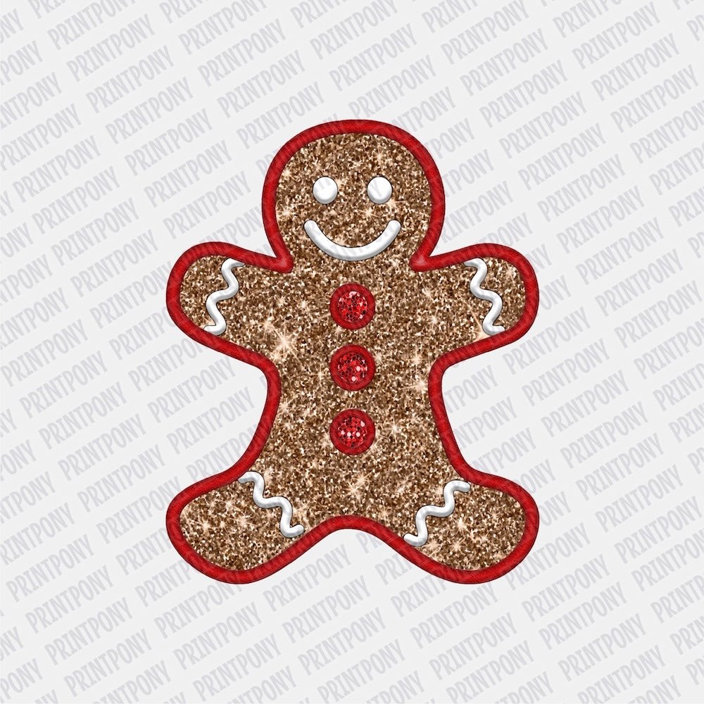 Faux Embroidered Gingerbread Man DTF transfer - Print Pony™
