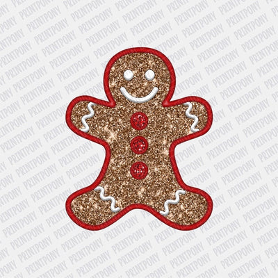 Faux Embroidered Gingerbread Man DTF transfer - Print Pony™