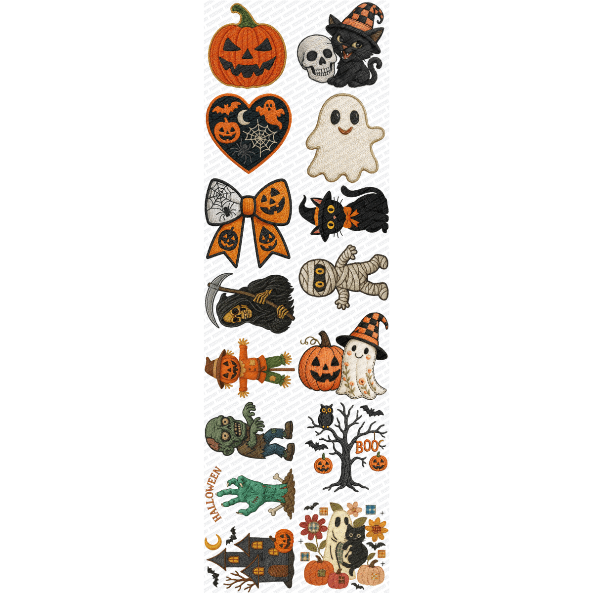 Faux Embroidered Halloween Premade Gang Sheet (22.5" x 72") - PrintPony™