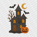 Faux Embroidered Haunted House DTF Transfer - PrintPony