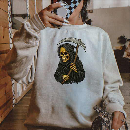 Faux Embroidered Grim Reaper DTF Transfer