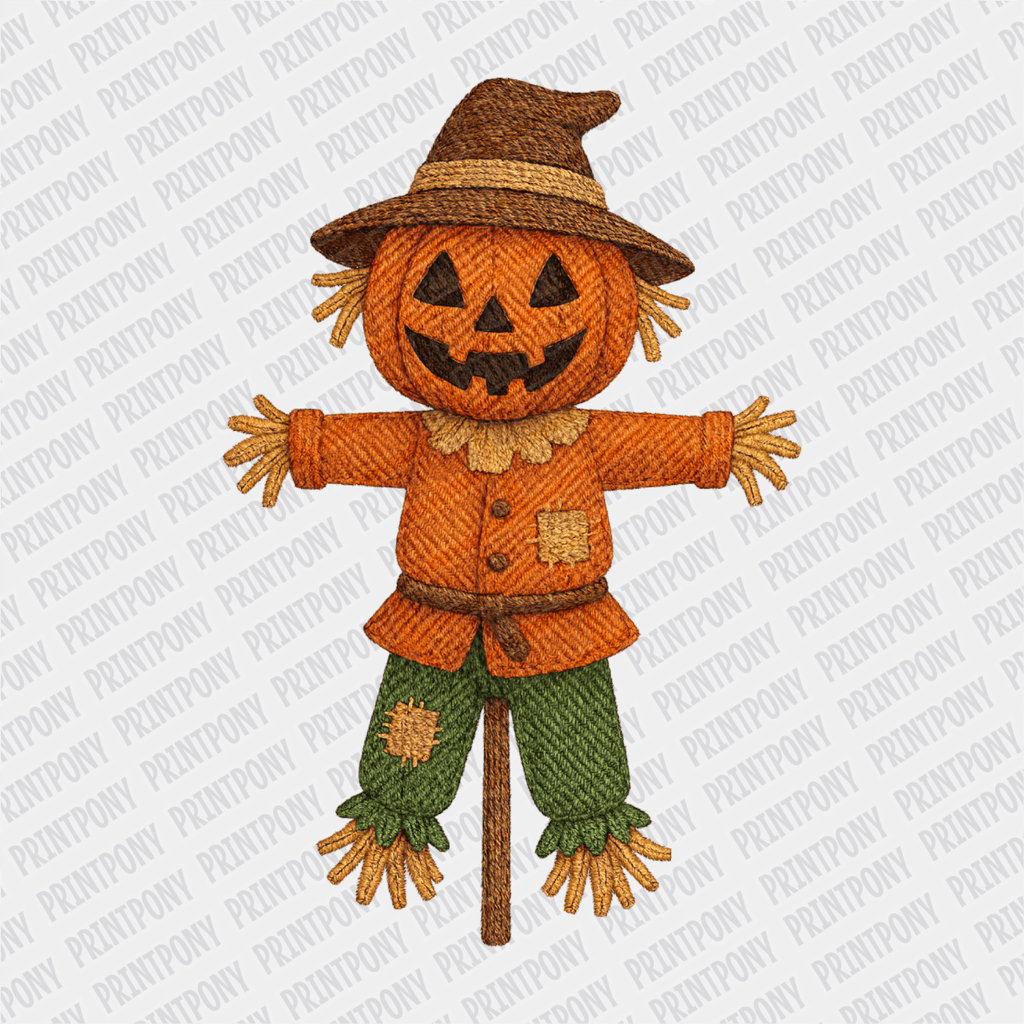 Faux Embroidered Scarecrow Halloween DTF Transfer - PrintPony