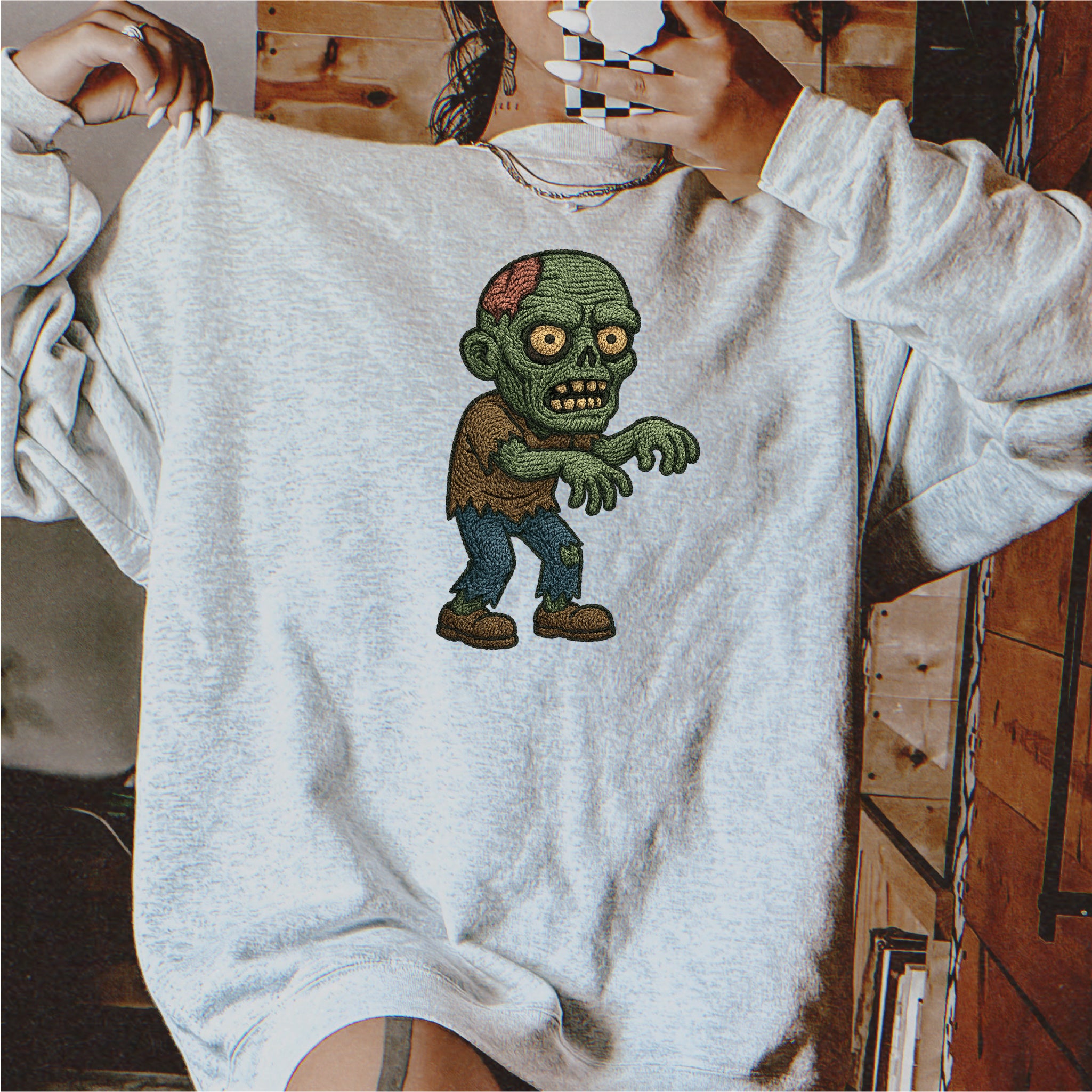 Faux Embroidered Zombie DTF Transfer