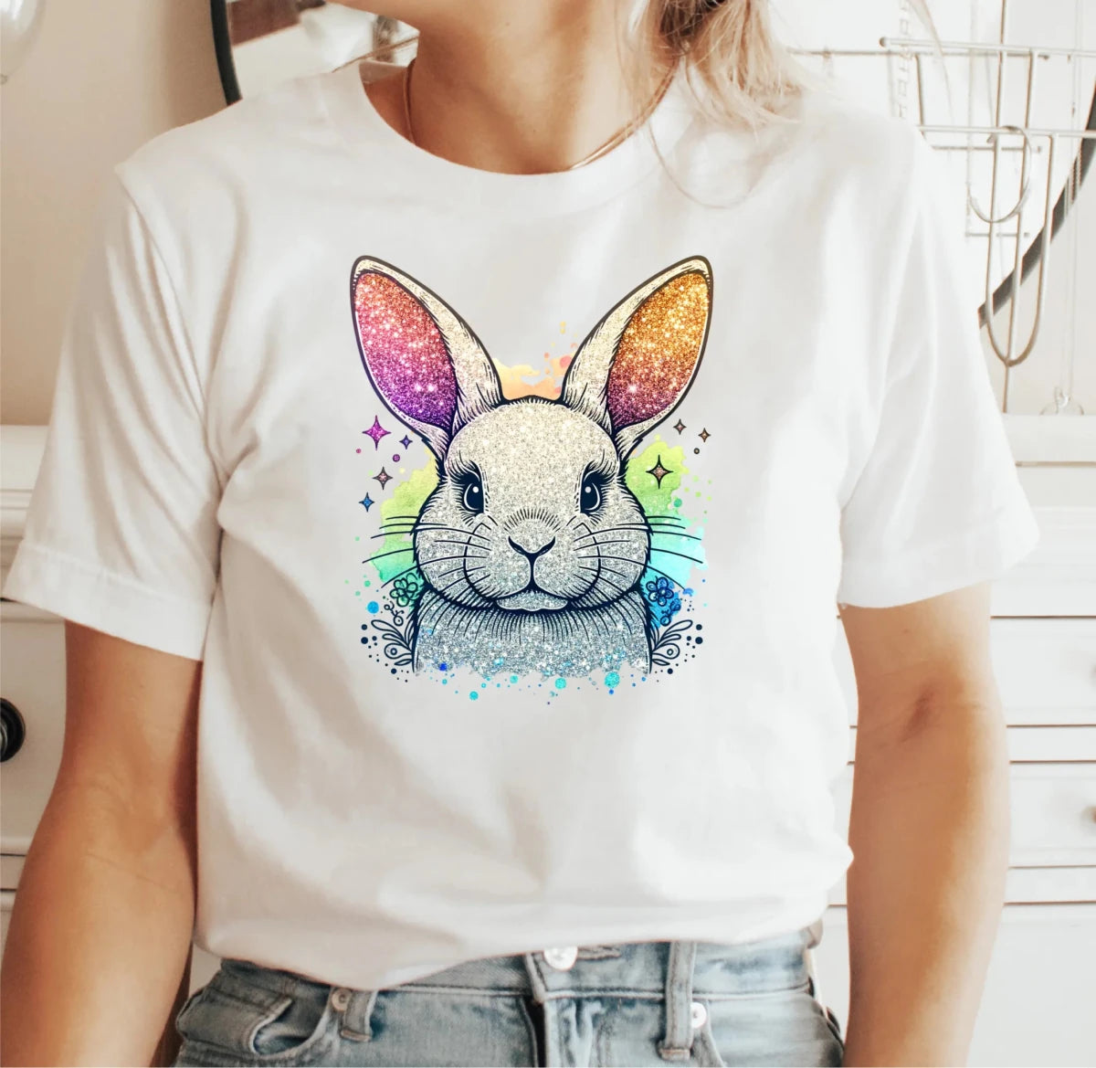 Faux Glitter Bunny DTF Transfer - PrintPony
