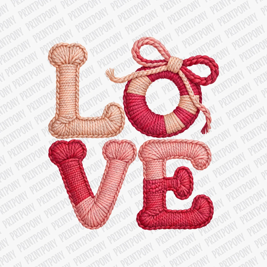 Faux Knitted Love | Valentine's Day DTF Transfer - PrintPony