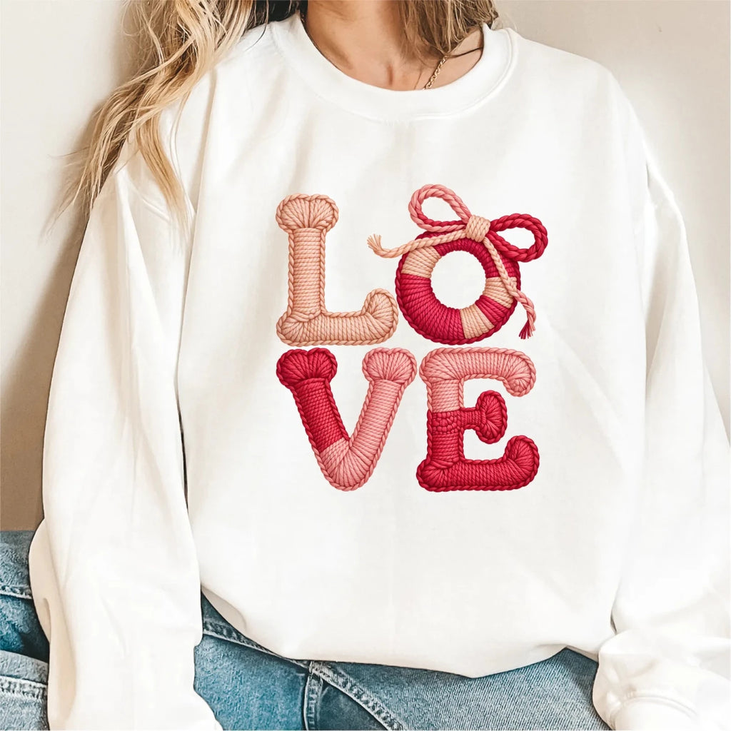 Faux Knitted Love | Valentine's Day DTF Transfer - PrintPony