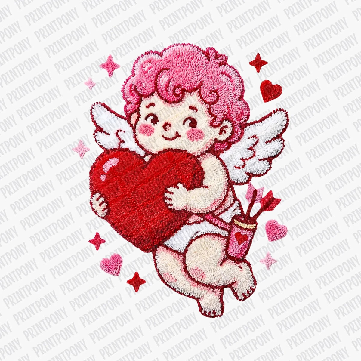 Faux Latch Hook Cupid | Valentine's Day DTF Transfer - PrintPony