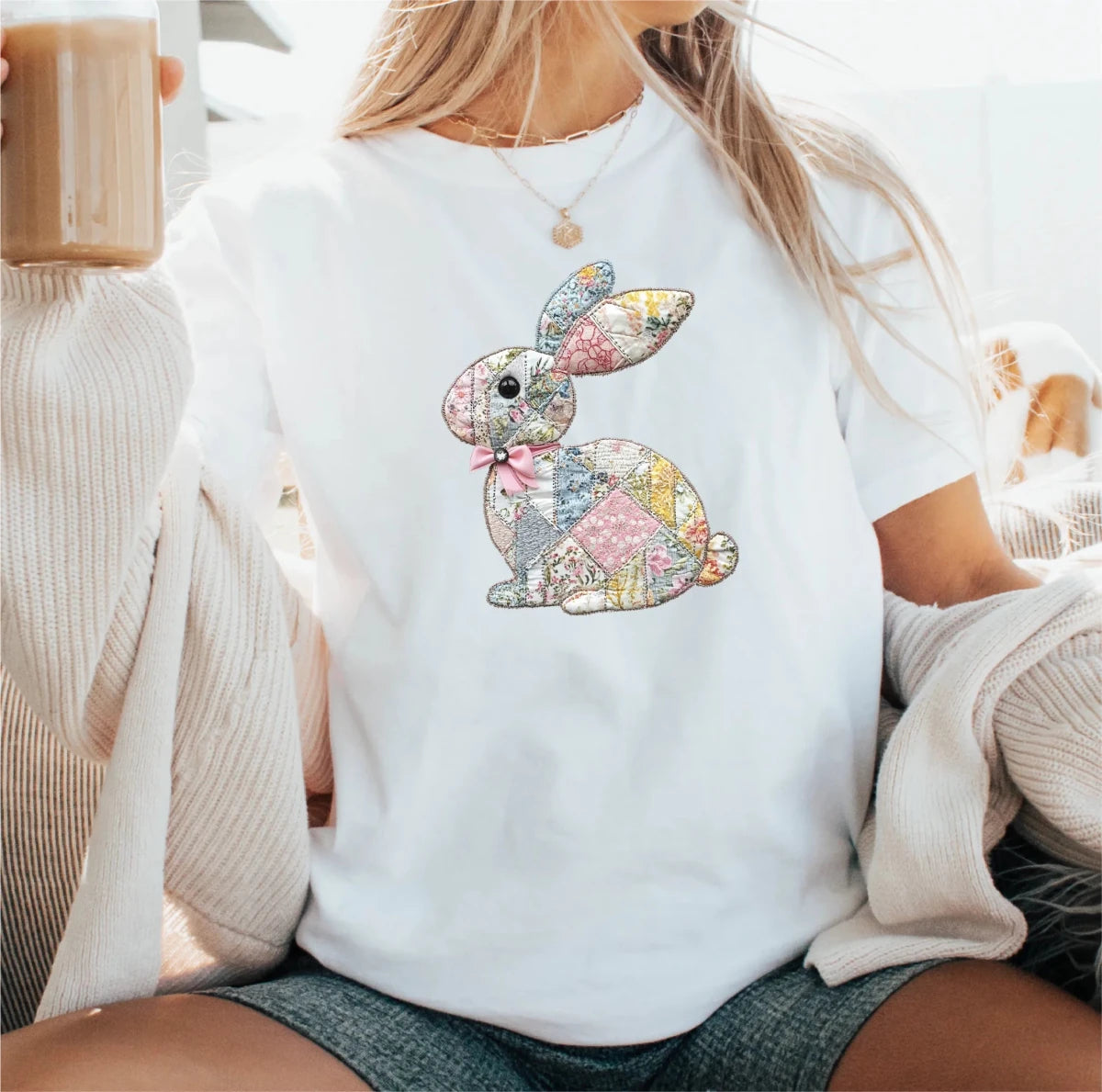 Faux Patchwork Bunny DTF Transfer - PrintPony