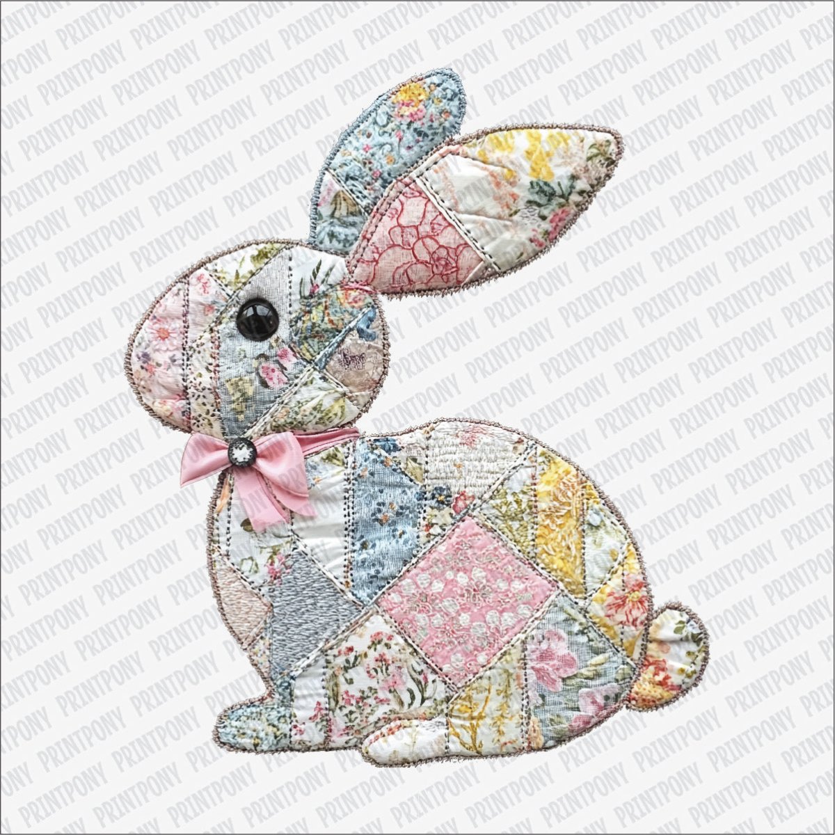 Faux Patchwork Bunny DTF Transfer - PrintPony