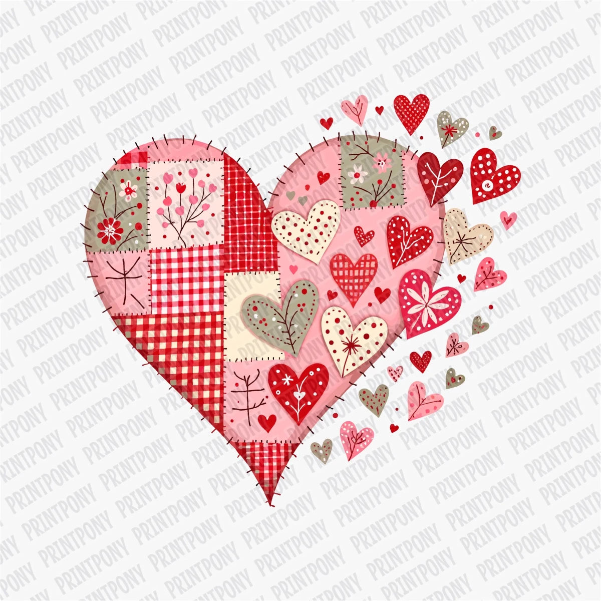 Faux Quilted Heart | Valentine's Day DTF Transfer - PrintPony