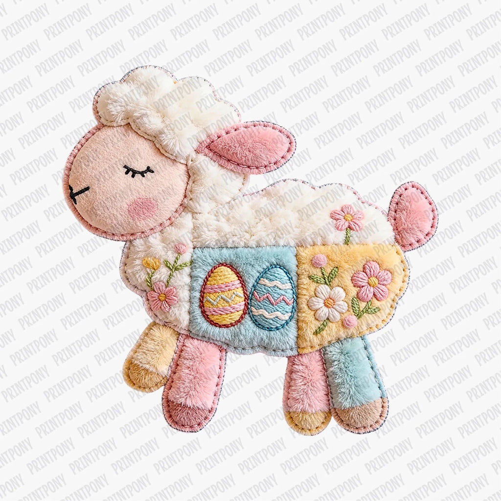 Faux Quilted Lamb Easter DTF Transfer - PrintPony