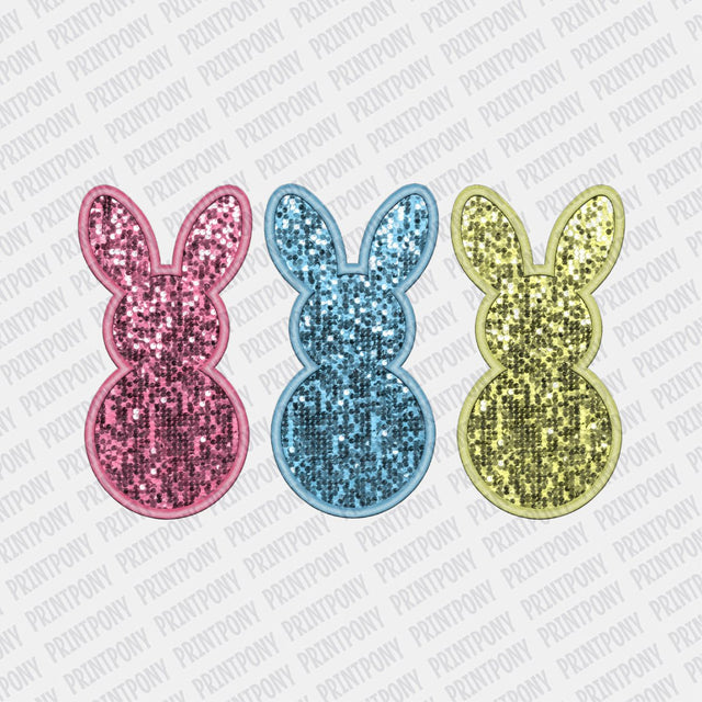 Faux Sequins Easter Bunnies DTF Transfer - Print Pony™