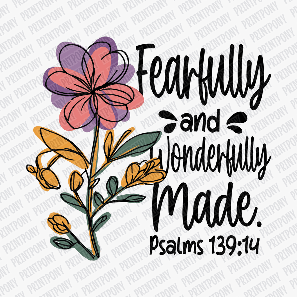 Fearfully and Wonderfully Made Floral DTF Transfer - PrintPony