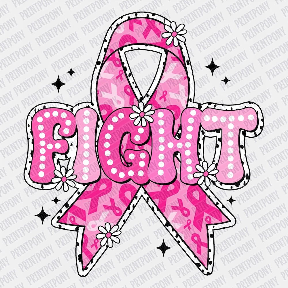 Fight Ribbon DTF transfer - PrintPony