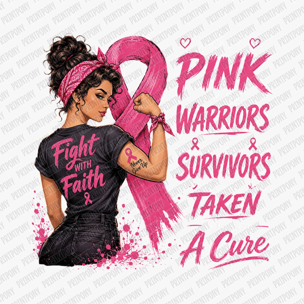 Pink Warriors Fight with Faith DTF transfer