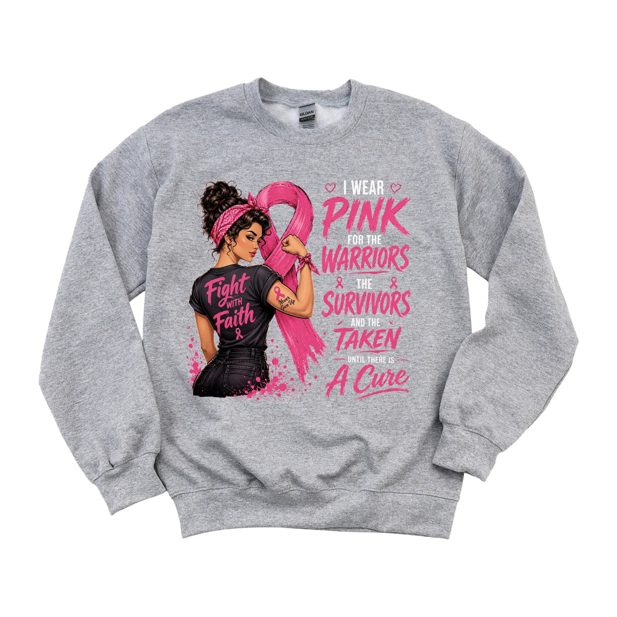Pink Warriors Fight with Faith DTF transfer